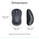 Logitech M185 Wireless Mouse, 2.4GHz with USB Mini Receiver, 12-Month Battery Life, 1000 DPI Optical Tracking, Ambidextrous PC/Mac/Laptop - Swift Grey