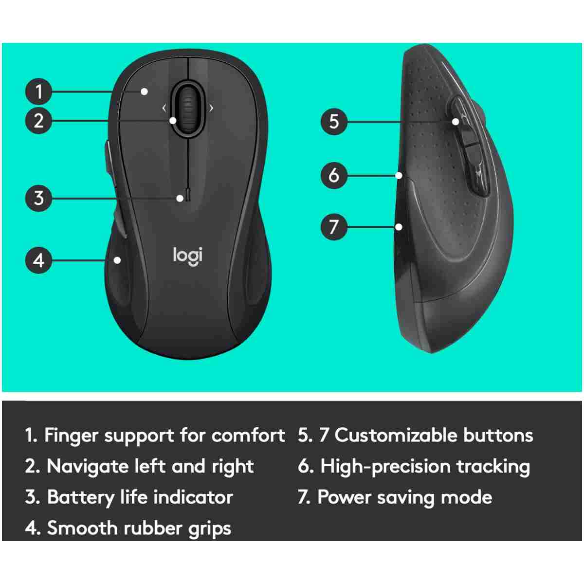 Logitech M510 Wireless Computer Mouse for PC with USB Unifying Receiver - Graphite