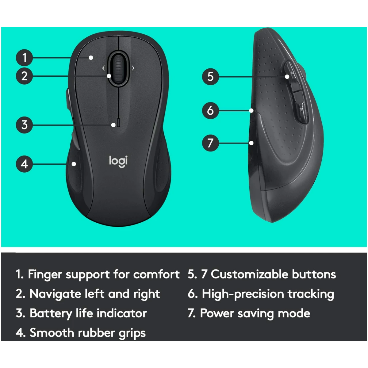 Logitech M510 Wireless Computer Mouse for PC with USB Unifying Receiver - Graphite