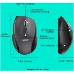 Logitech M705 Marathon Wireless Mouse, 2.4 GHz USB Unifying Receiver, 1000 DPI, 5-Programmable Buttons, 3-Year Battery, Compatible with PC, Mac, Laptop, Chromebook - Black