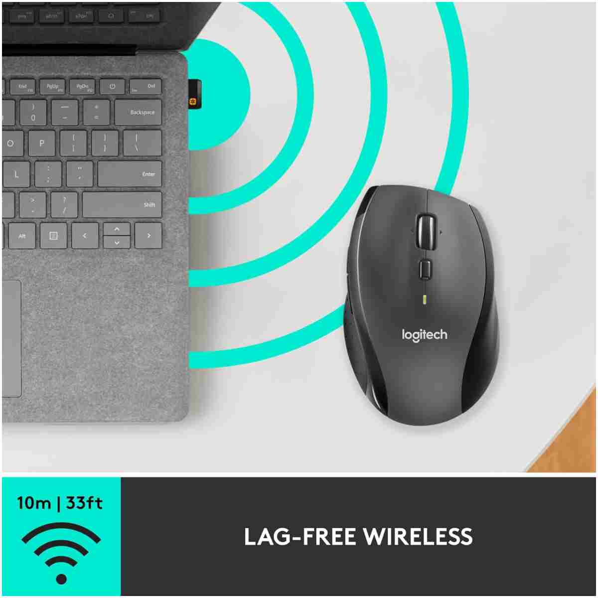 Logitech M705 Marathon Wireless Mouse, 2.4 GHz USB Unifying Receiver, 1000 DPI, 5-Programmable Buttons, 3-Year Battery, Compatible with PC, Mac, Laptop, Chromebook - Black