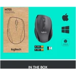 Logitech M705 Marathon Wireless Mouse, 2.4 GHz USB Unifying Receiver, 1000 DPI, 5-Programmable Buttons, 3-Year Battery, Compatible with PC, Mac, Laptop, Chromebook - Black