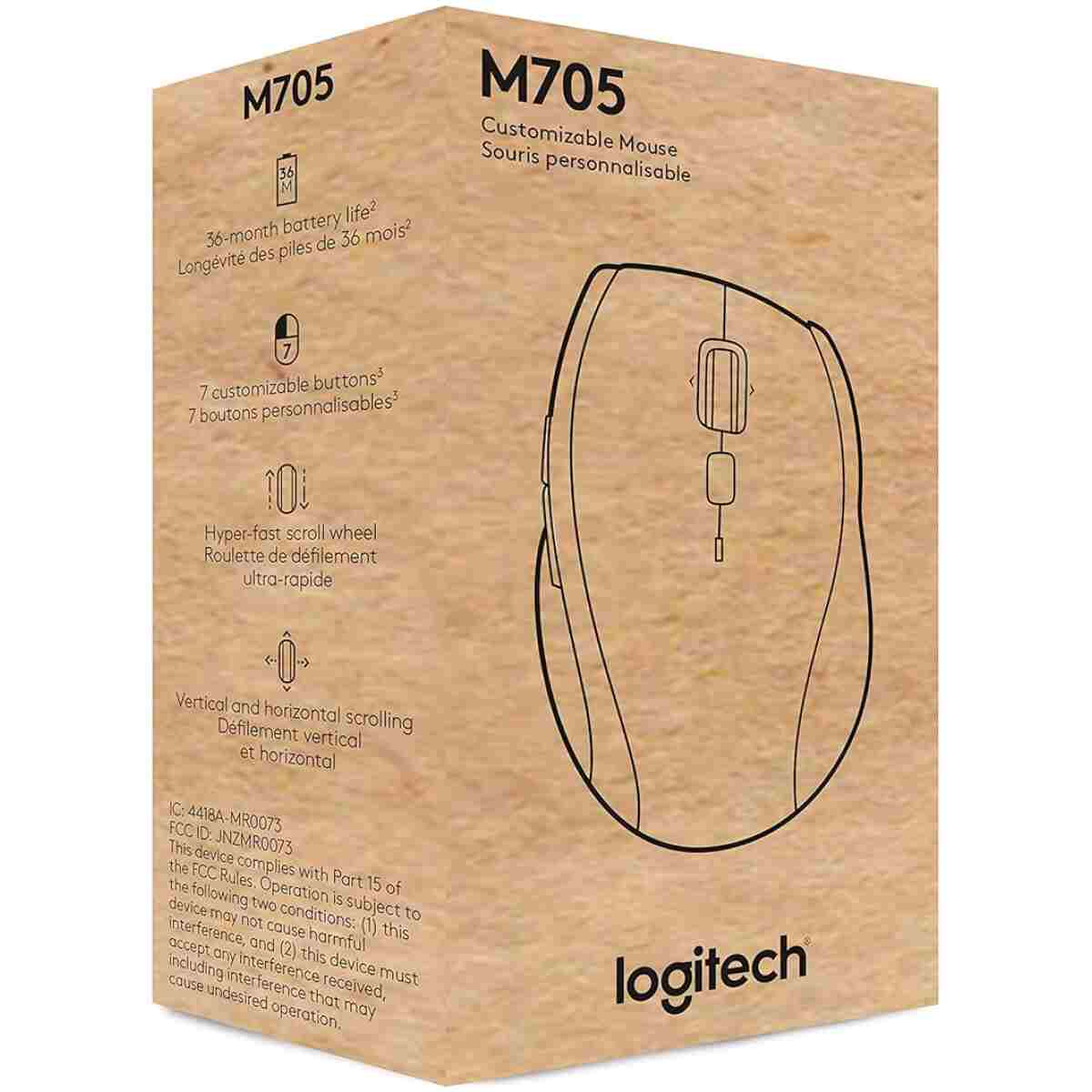 Logitech M705 Marathon Wireless Mouse, 2.4 GHz USB Unifying Receiver, 1000 DPI, 5-Programmable Buttons, 3-Year Battery, Compatible with PC, Mac, Laptop, Chromebook - Black