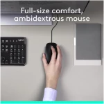 Logitech MK120 Wired Keyboard and Mouse Combo for Windows, Optical Wired Mouse, Full-Size Keyboard, USB Plug-and-Play, Compatible with PC, Laptop - Black