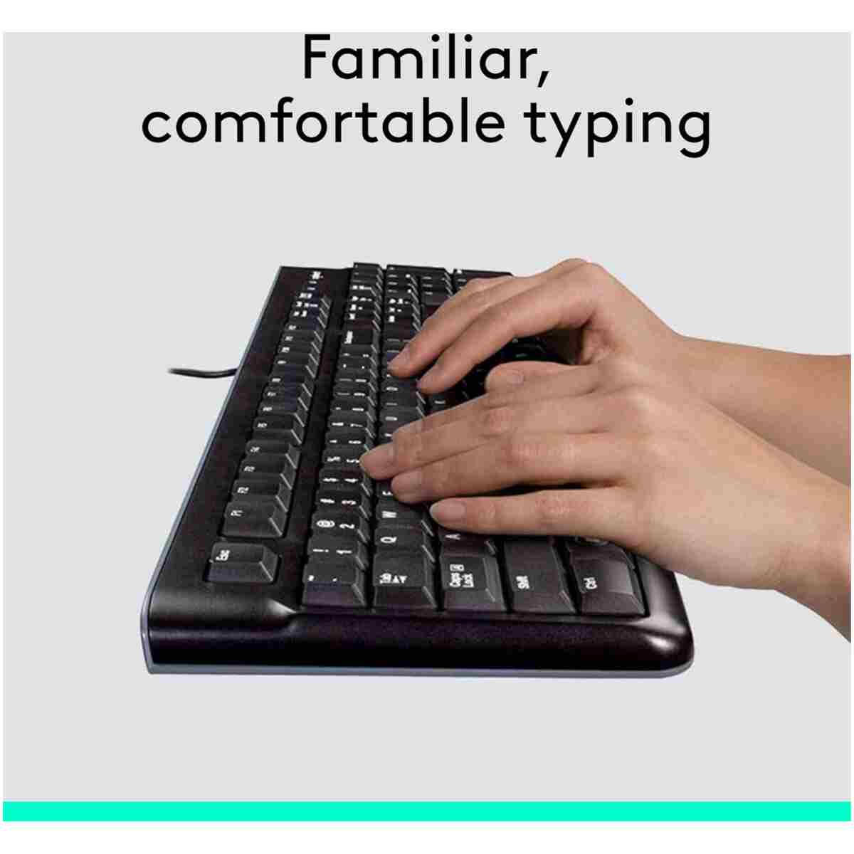 Logitech MK120 Wired Keyboard and Mouse Combo for Windows, Optical Wired Mouse, Full-Size Keyboard, USB Plug-and-Play, Compatible with PC, Laptop - Black