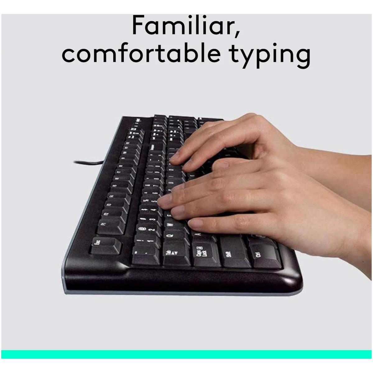 Logitech MK120 Wired Keyboard and Mouse Combo for Windows, Optical Wired Mouse, Full-Size Keyboard, USB Plug-and-Play, Compatible with PC, Laptop - Black