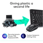 Logitech MK120 Wired Keyboard and Mouse Combo for Windows, Optical Wired Mouse, Full-Size Keyboard, USB Plug-and-Play, Compatible with PC, Laptop - Black