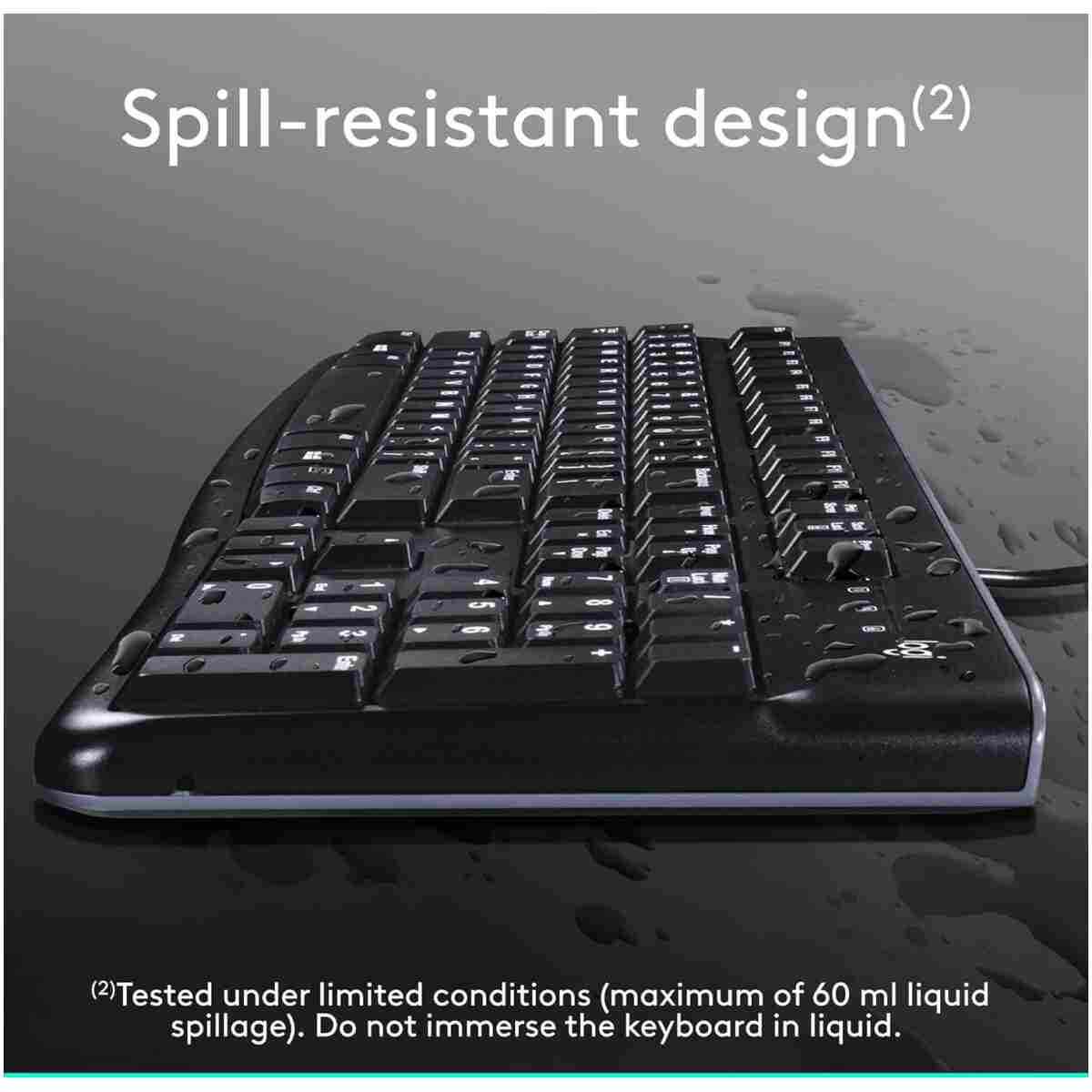 Logitech MK120 Wired Keyboard and Mouse Combo for Windows, Optical Wired Mouse, Full-Size Keyboard, USB Plug-and-Play, Compatible with PC, Laptop - Black