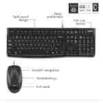 Logitech MK120 Wired Keyboard and Mouse Combo for Windows, Optical Wired Mouse, Full-Size Keyboard, USB Plug-and-Play, Compatible with PC, Laptop - Black