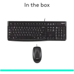 Logitech MK120 Wired Keyboard and Mouse Combo for Windows, Optical Wired Mouse, Full-Size Keyboard, USB Plug-and-Play, Compatible with PC, Laptop - Black