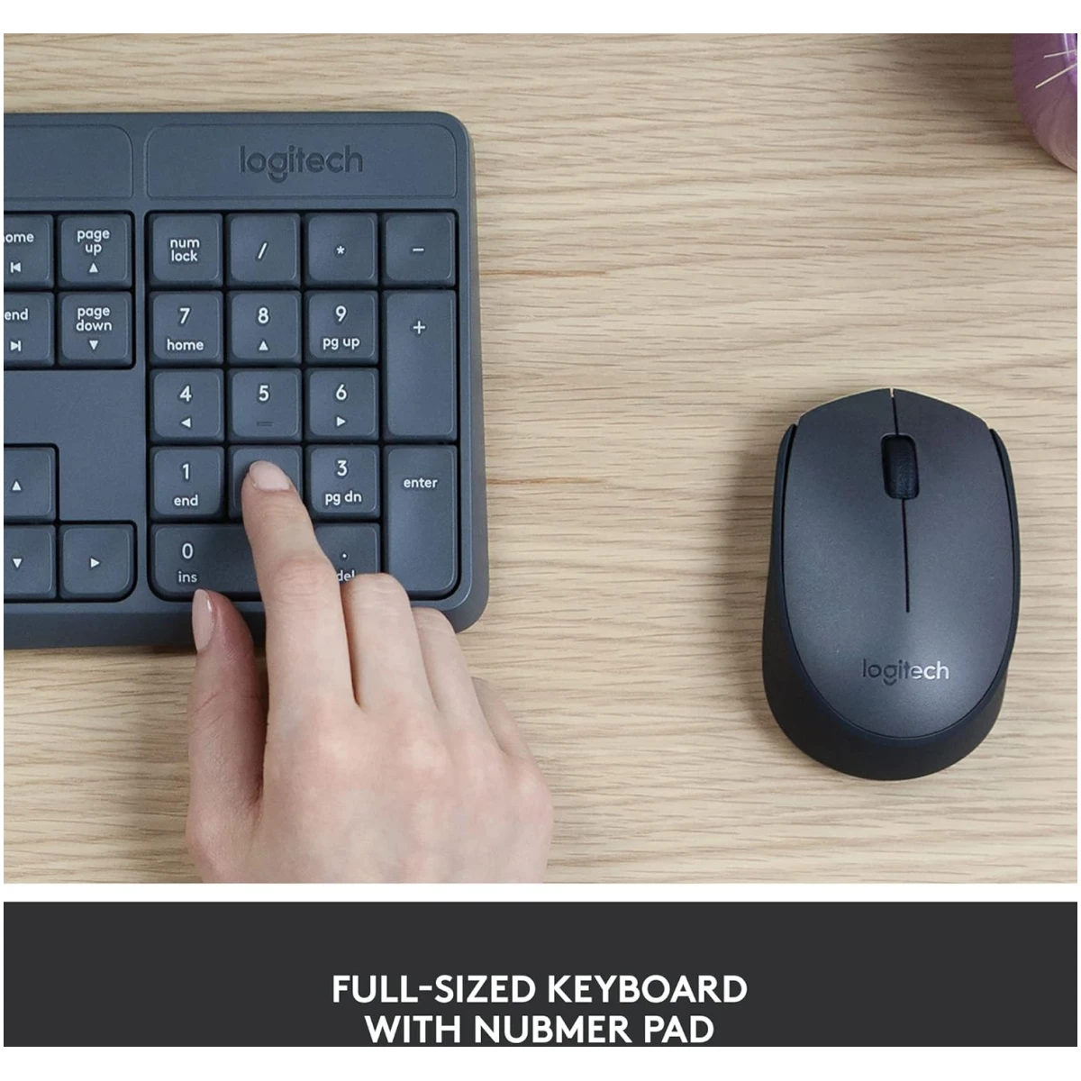 Logitech MK235 Wireless Keyboard and Mouse Combo for Windows, USB Receiver, 15 FN Keys, Long Battery Life, Compatible with PC, Laptop