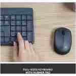 Logitech MK235 Wireless Keyboard and Mouse Combo for Windows, USB Receiver, 15 FN Keys, Long Battery Life, Compatible with PC, Laptop