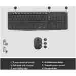 Logitech MK235 Wireless Keyboard and Mouse Combo for Windows, USB Receiver, 15 FN Keys, Long Battery Life, Compatible with PC, Laptop