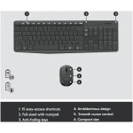 Logitech MK235 Wireless Keyboard and Mouse Combo for Windows, USB Receiver, 15 FN Keys, Long Battery Life, Compatible with PC, Laptop