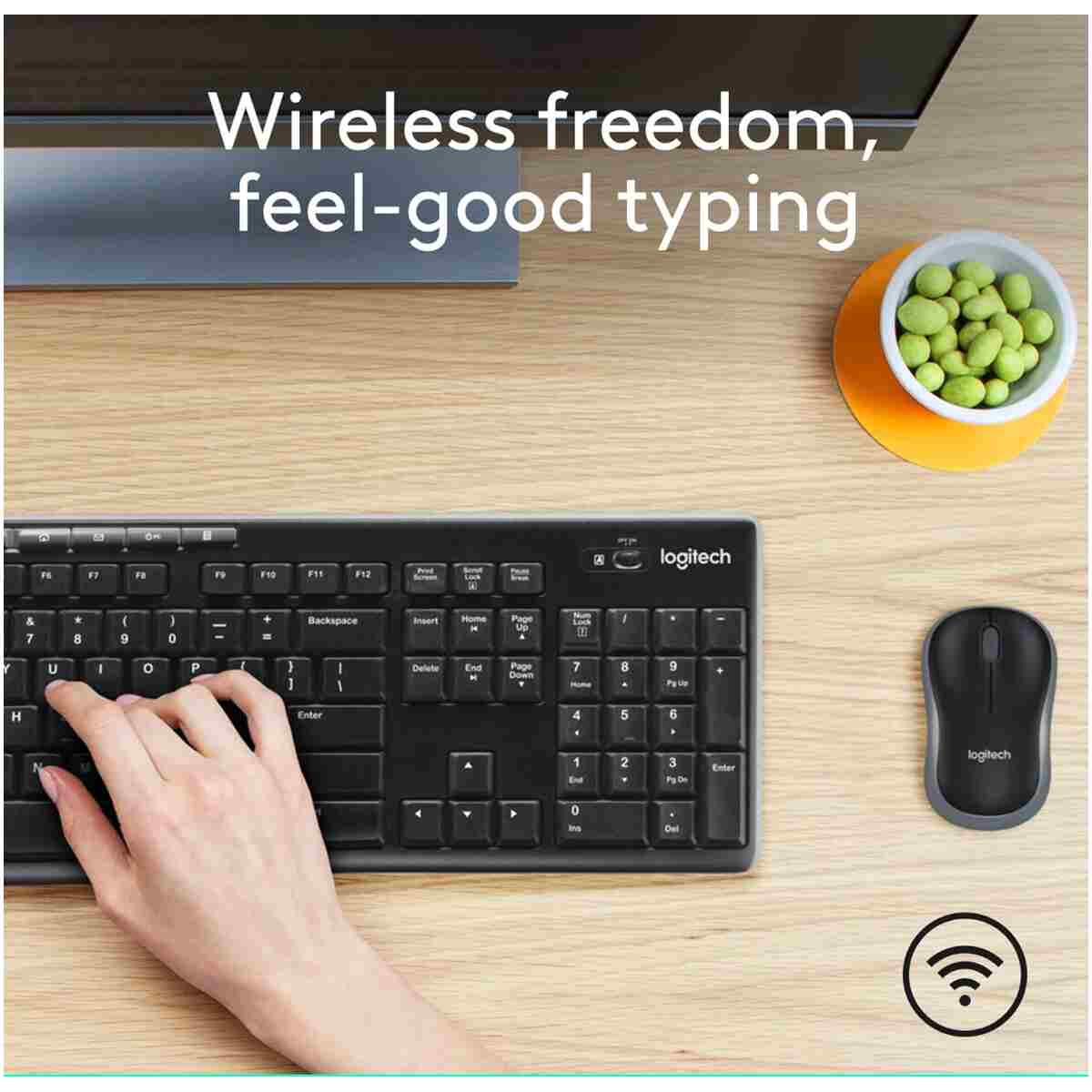 Logitech MK270 Wireless Keyboard And Mouse Combo For Windows, 2.4 GHz Wireless, Compact Mouse, 8 Multimedia And Shortcut Keys, For PC, Laptop - Black