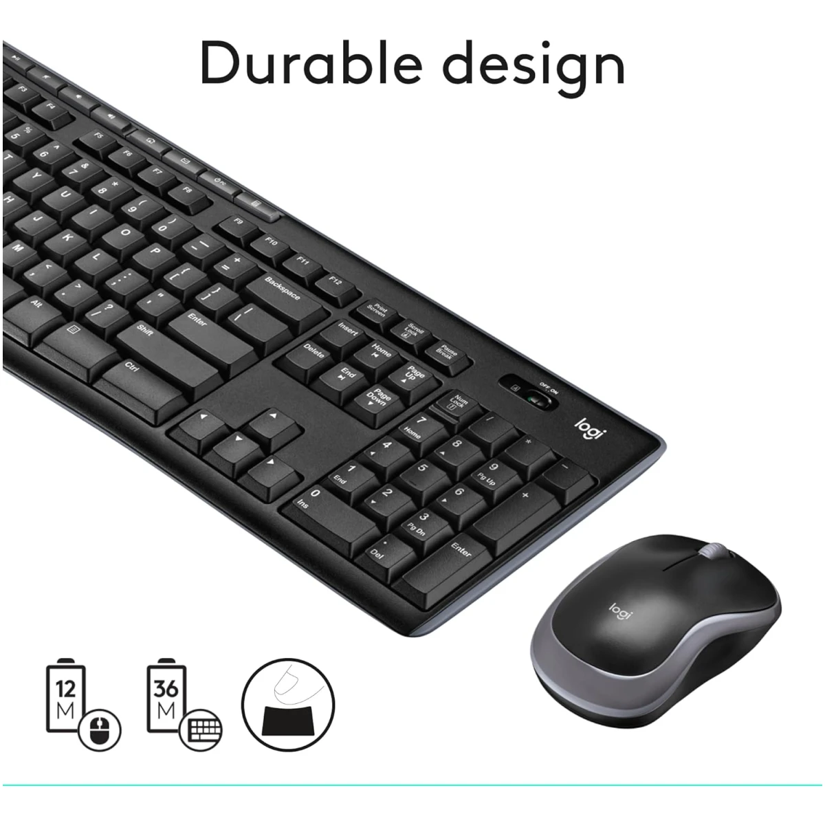 Logitech MK270 Wireless Keyboard And Mouse Combo For Windows, 2.4 GHz Wireless, Compact Mouse, 8 Multimedia And Shortcut Keys, For PC, Laptop - Black