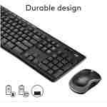 Logitech MK270 Wireless Keyboard And Mouse Combo For Windows, 2.4 GHz Wireless, Compact Mouse, 8 Multimedia And Shortcut Keys, For PC, Laptop - Black