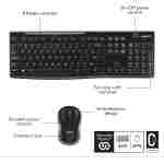 Logitech MK270 Wireless Keyboard And Mouse Combo For Windows, 2.4 GHz Wireless, Compact Mouse, 8 Multimedia And Shortcut Keys, For PC, Laptop - Black