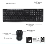 Logitech MK270 Wireless Keyboard And Mouse Combo For Windows, 2.4 GHz Wireless, Compact Mouse, 8 Multimedia And Shortcut Keys, For PC, Laptop - Black