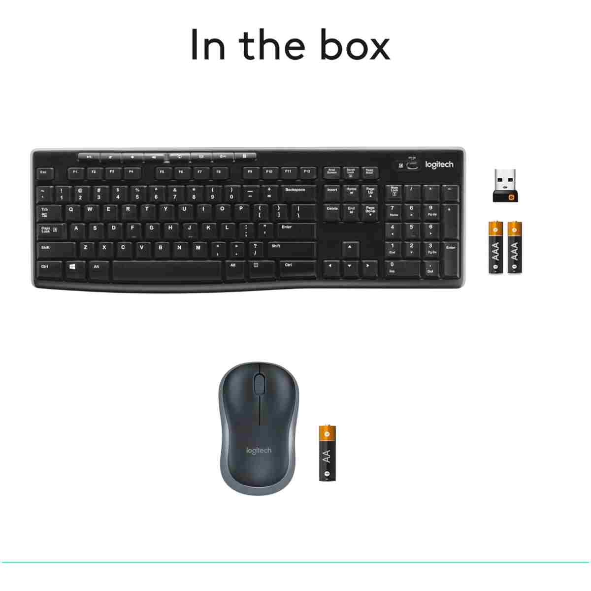 Logitech MK270 Wireless Keyboard And Mouse Combo For Windows, 2.4 GHz Wireless, Compact Mouse, 8 Multimedia And Shortcut Keys, For PC, Laptop - Black