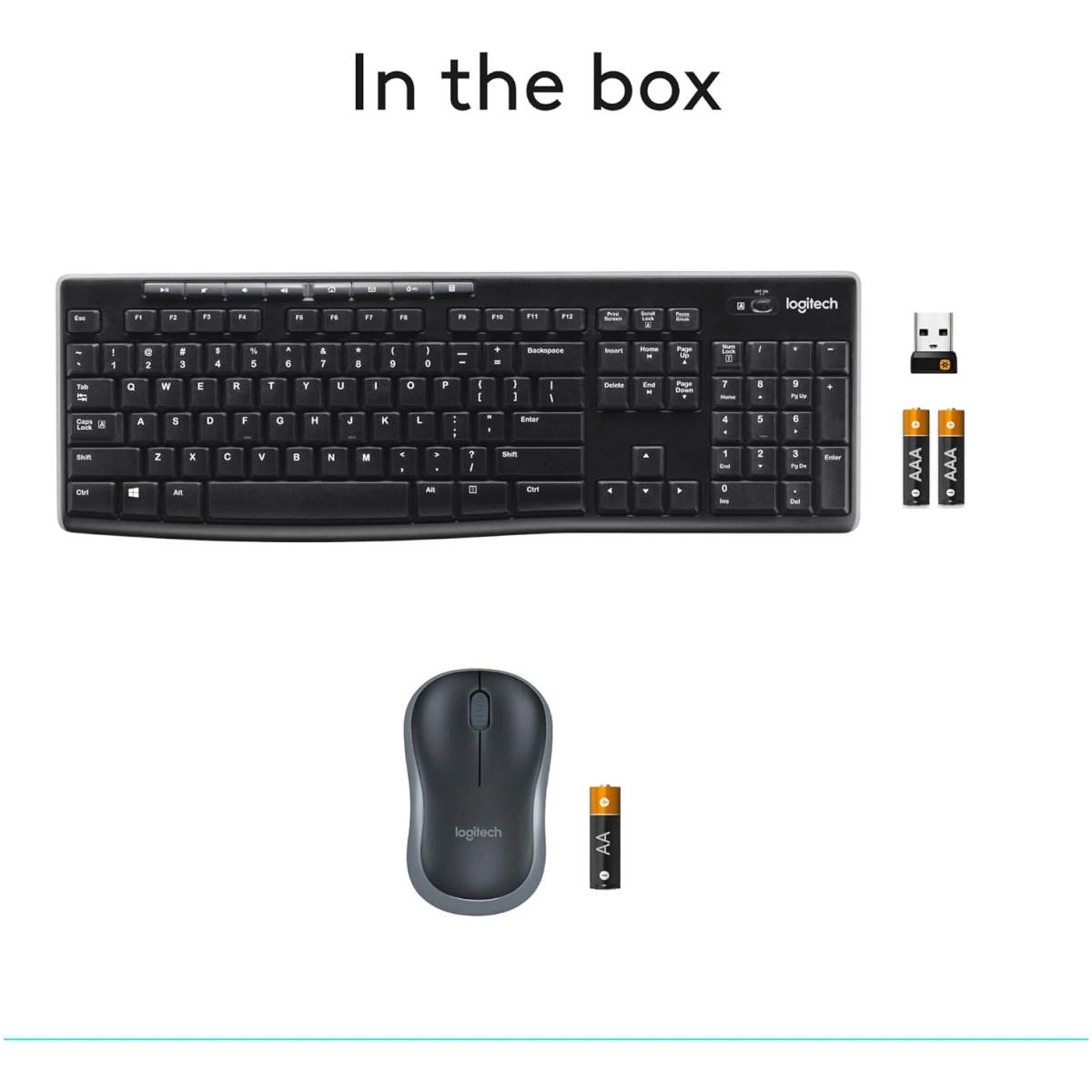 Logitech MK270 Wireless Keyboard And Mouse Combo For Windows, 2.4 GHz Wireless, Compact Mouse, 8 Multimedia And Shortcut Keys, For PC, Laptop - Black
