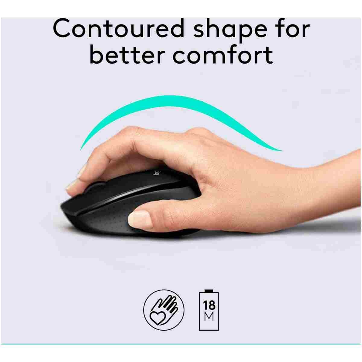 Logitech MK345 Wireless Combo Full-Sized Keyboard with Palm Rest and Comfortable Right-Handed Mouse, 2.4 GHz Wireless USB Receiver, Compatible with PC, Laptop,Black