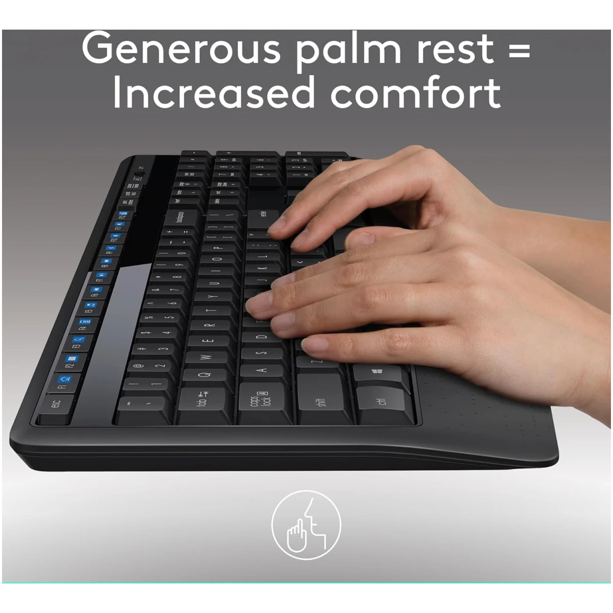 Logitech MK345 Wireless Combo Full-Sized Keyboard with Palm Rest and Comfortable Right-Handed Mouse, 2.4 GHz Wireless USB Receiver, Compatible with PC, Laptop,Black