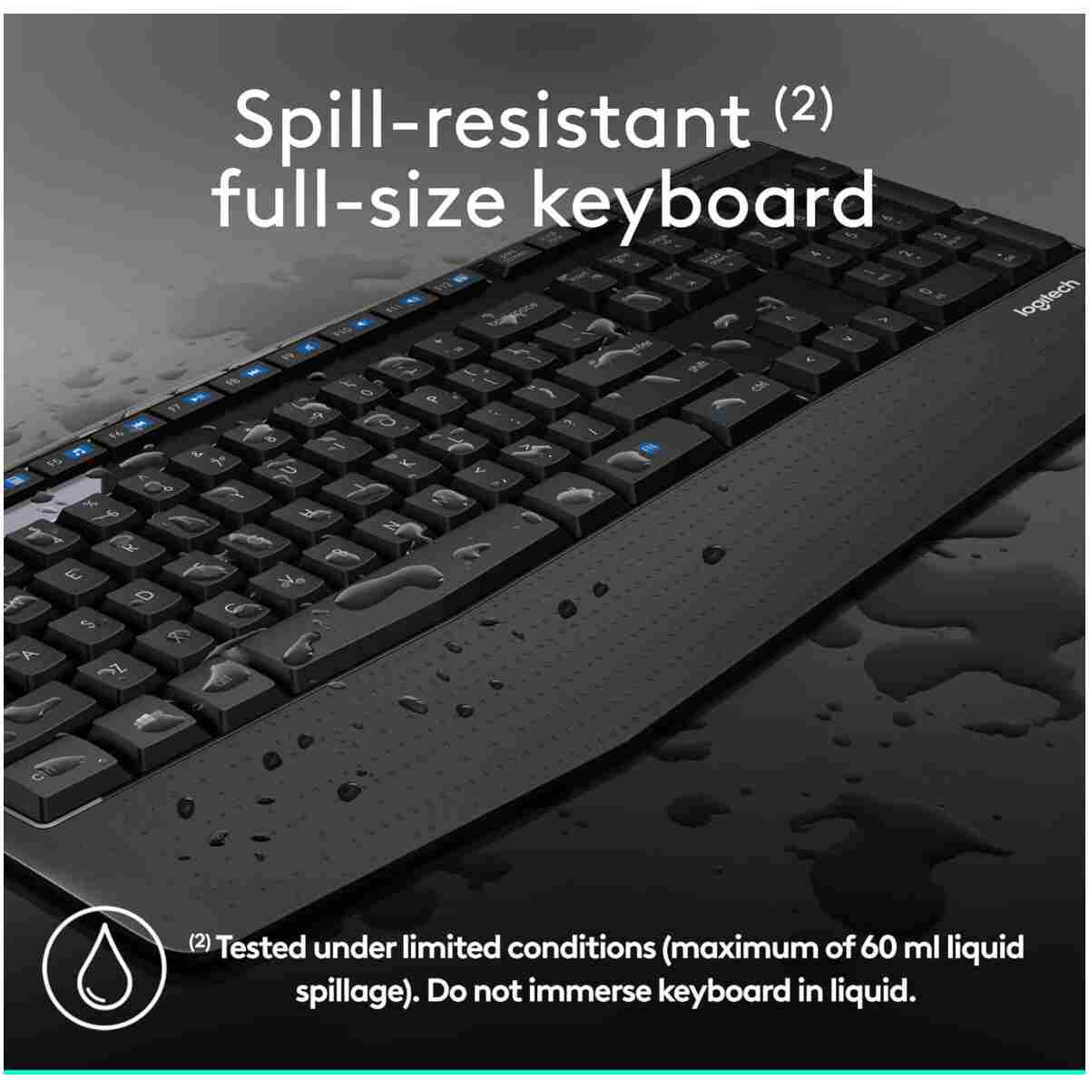Logitech MK345 Wireless Combo Full-Sized Keyboard with Palm Rest and Comfortable Right-Handed Mouse, 2.4 GHz Wireless USB Receiver, Compatible with PC, Laptop,Black