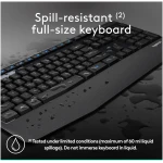 Logitech MK345 Wireless Combo Full-Sized Keyboard with Palm Rest and Comfortable Right-Handed Mouse, 2.4 GHz Wireless USB Receiver, Compatible with PC, Laptop,Black