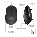 Logitech MK345 Wireless Combo Full-Sized Keyboard with Palm Rest and Comfortable Right-Handed Mouse, 2.4 GHz Wireless USB Receiver, Compatible with PC, Laptop,Black
