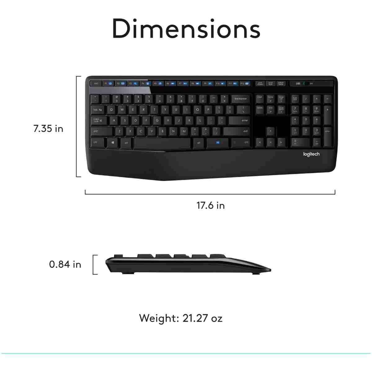 Logitech MK345 Wireless Combo Full-Sized Keyboard with Palm Rest and Comfortable Right-Handed Mouse, 2.4 GHz Wireless USB Receiver, Compatible with PC, Laptop,Black
