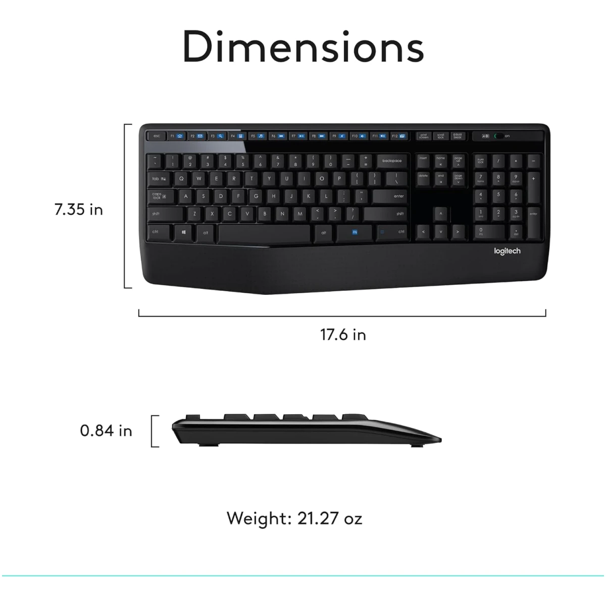 Logitech MK345 Wireless Combo Full-Sized Keyboard with Palm Rest and Comfortable Right-Handed Mouse, 2.4 GHz Wireless USB Receiver, Compatible with PC, Laptop,Black