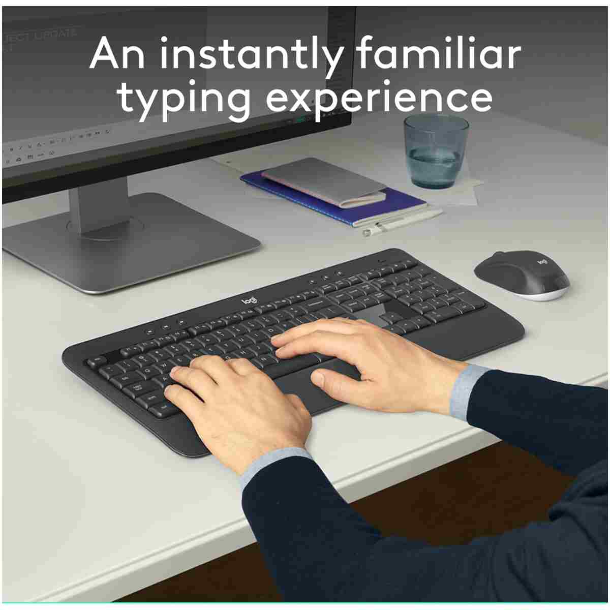 Logitech MK540 Advanced Wireless Keyboard and Mouse Combo for Windows, 2.4 GHz Unifying USB-Receiver, Multimedia Hotkeys, 3-Year Battery Life, for PC, Laptop