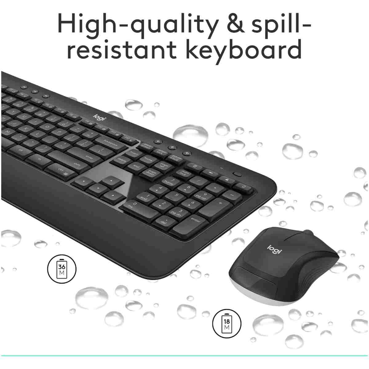 Logitech MK540 Advanced Wireless Keyboard and Mouse Combo for Windows, 2.4 GHz Unifying USB-Receiver, Multimedia Hotkeys, 3-Year Battery Life, for PC, Laptop