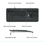 Logitech MK540 Advanced Wireless Keyboard and Mouse Combo for Windows, 2.4 GHz Unifying USB-Receiver, Multimedia Hotkeys, 3-Year Battery Life, for PC, Laptop