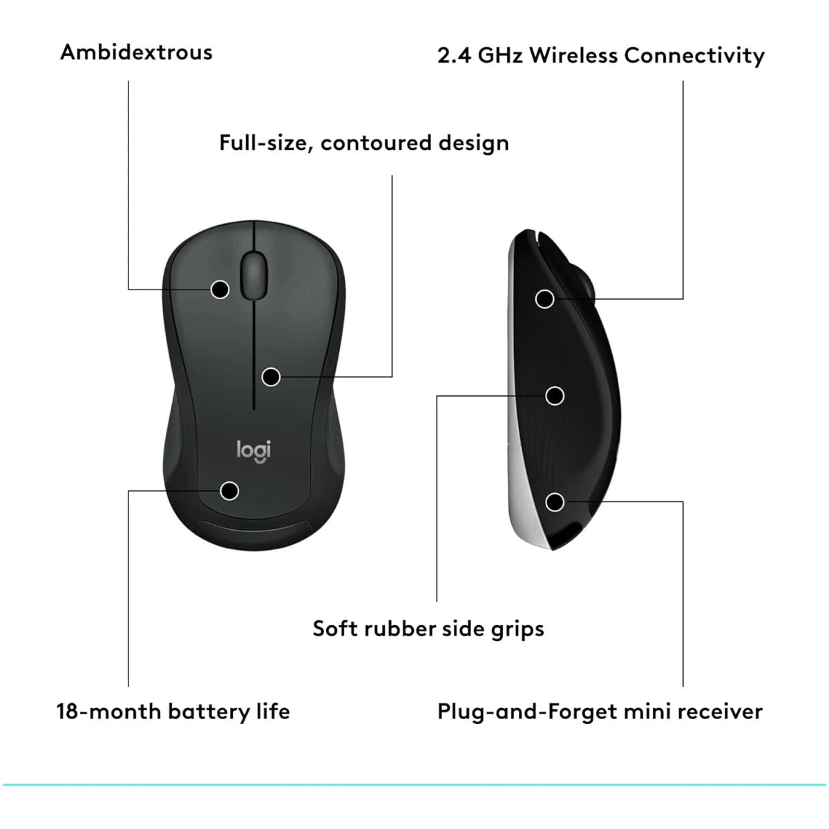 Logitech MK540 Advanced Wireless Keyboard and Mouse Combo for Windows, 2.4 GHz Unifying USB-Receiver, Multimedia Hotkeys, 3-Year Battery Life, for PC, Laptop