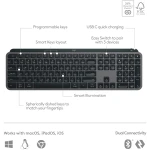 Logitech MX Keys S Wireless Keyboard, Low Profile, Fluid Precise Quiet Typing, Programmable Keys, Backlighting, Bluetooth, USB C Rechargeable, for Windows PC, Linux, Chrome, Mac...
