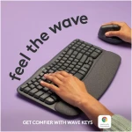 Logitech Wave Keys Wireless Ergonomic Keyboard with Cushioned Palm Rest, Comfortable Natural Typing, Easy-Switch, Bluetooth, Logi Bolt Receiver, for Multi-OS, Windows/Mac -...