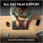 Logitech Wave Keys Wireless Ergonomic Keyboard with Cushioned Palm Rest, Comfortable Natural Typing, Easy-Switch, Bluetooth, Logi Bolt Receiver, for Multi-OS, Windows/Mac -...
