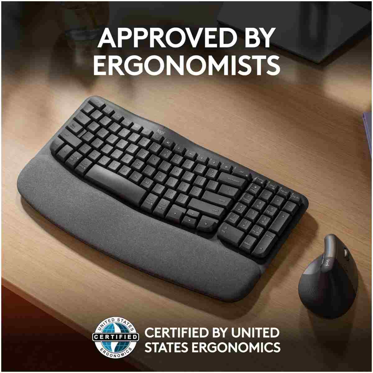 Logitech Wave Keys Wireless Ergonomic Keyboard with Cushioned Palm Rest, Comfortable Natural Typing, Easy-Switch, Bluetooth, Logi Bolt Receiver, for Multi-OS, Windows/Mac -...