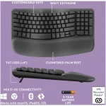 Logitech Wave Keys Wireless Ergonomic Keyboard with Cushioned Palm Rest, Comfortable Natural Typing, Easy-Switch, Bluetooth, Logi Bolt Receiver, for Multi-OS, Windows/Mac -...