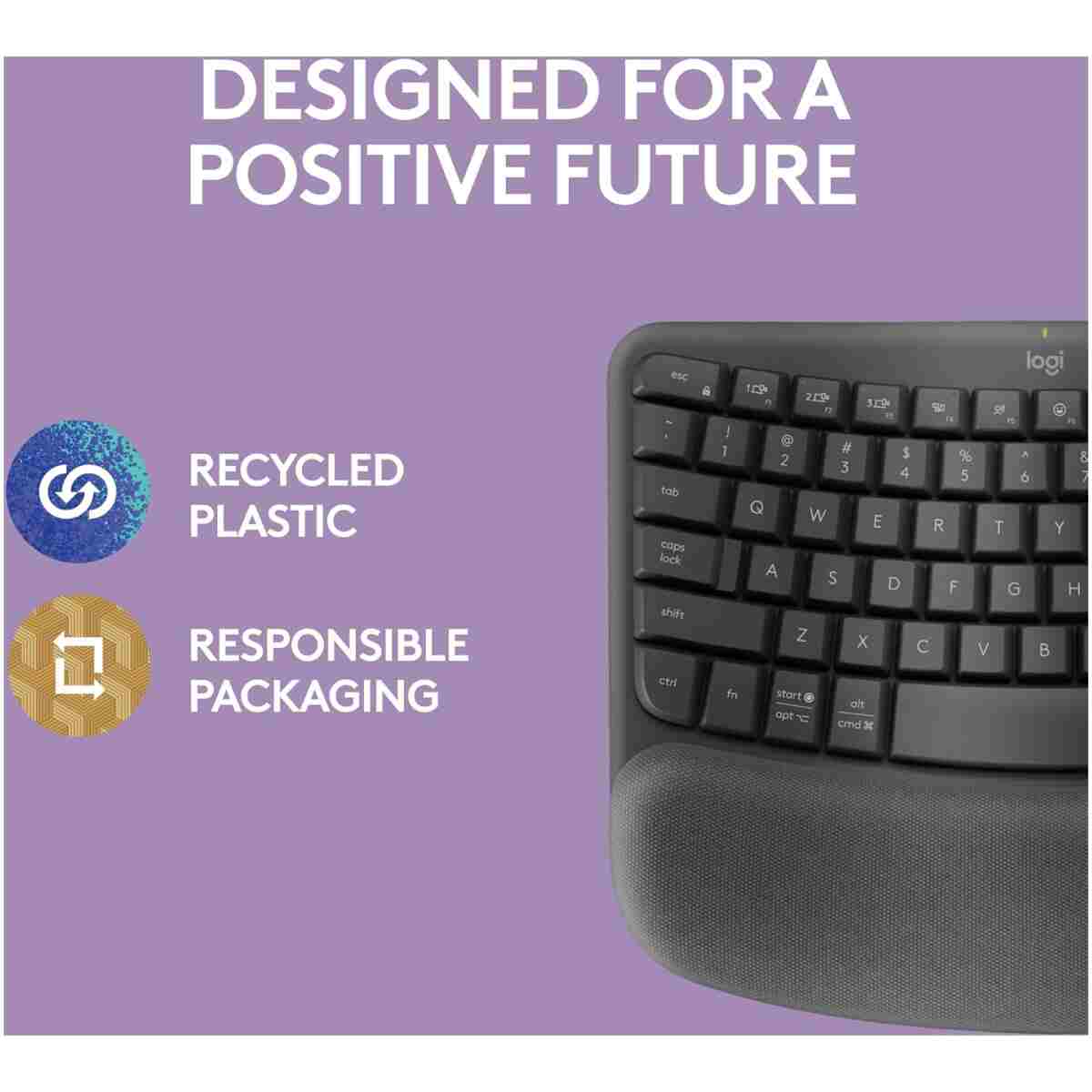 Logitech Wave Keys Wireless Ergonomic Keyboard with Cushioned Palm Rest, Comfortable Natural Typing, Easy-Switch, Bluetooth, Logi Bolt Receiver, for Multi-OS, Windows/Mac -...