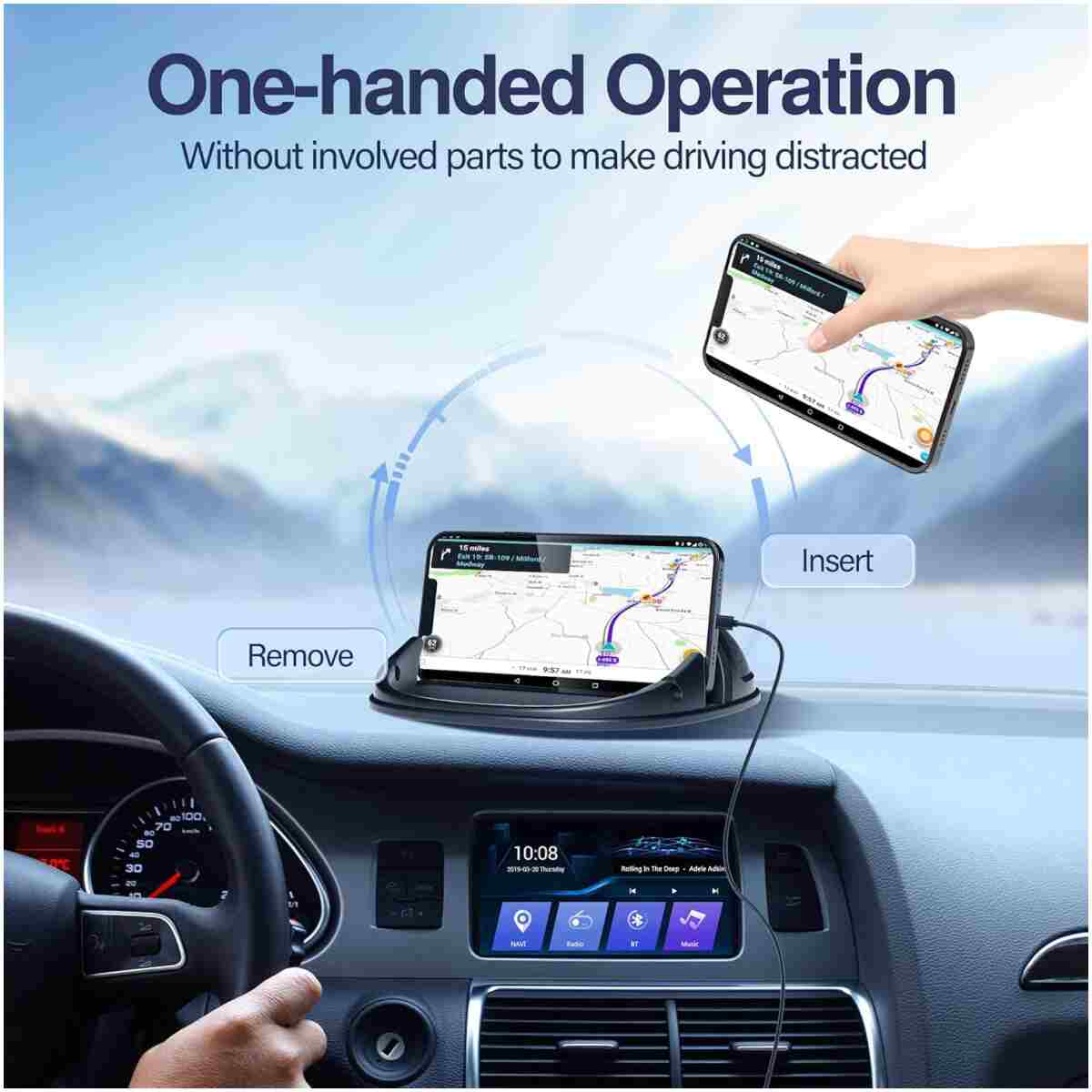 Loncaster Car Phone Holder, Car Phone Mount Silicone Car Pad Mat for Various Dashboards, Slip Free Desk Phone Stand Compatible with iPhone, Samsung, Android Smartphones, GPS...