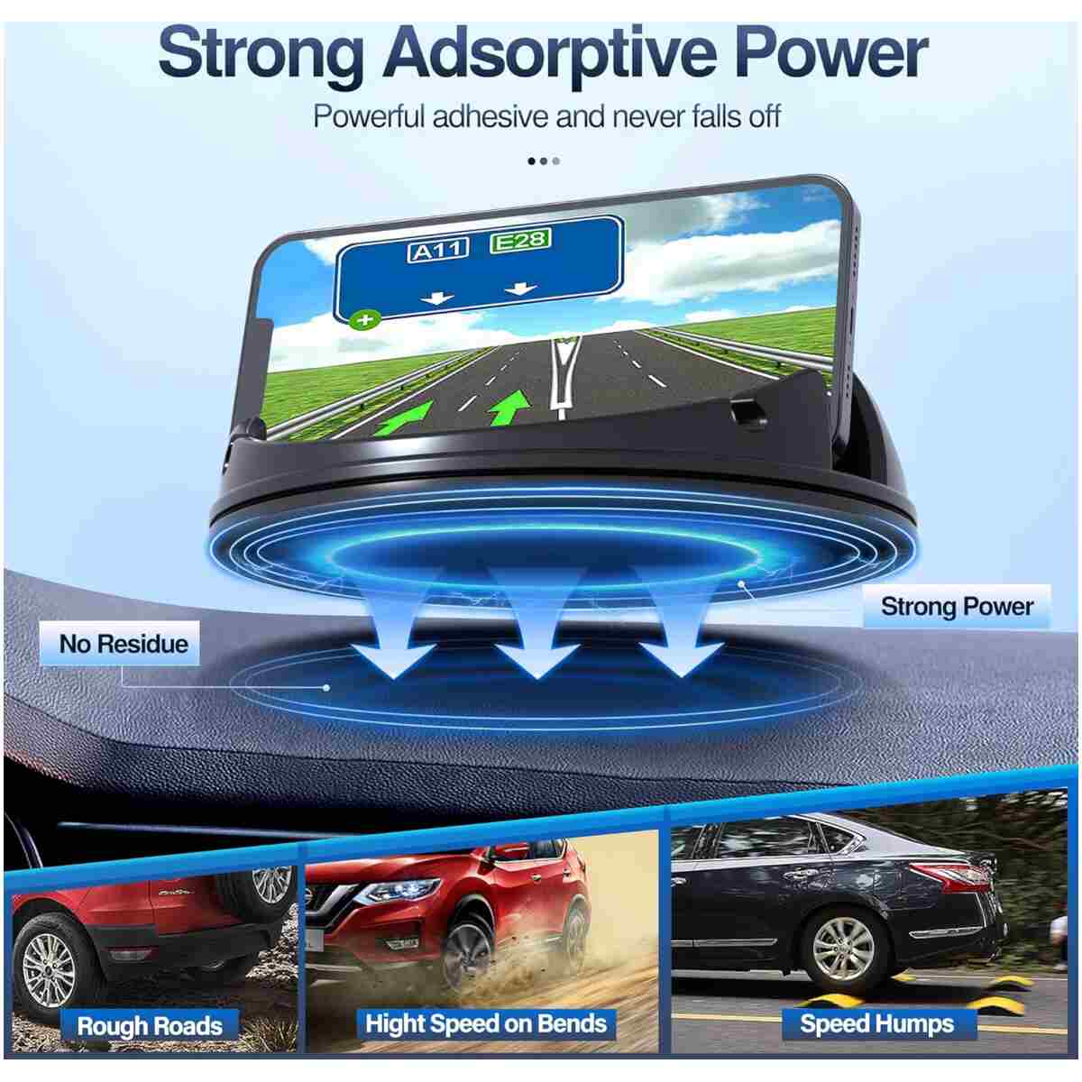 Loncaster Car Phone Holder, Car Phone Mount Silicone Car Pad Mat for Various Dashboards, Slip Free Desk Phone Stand Compatible with iPhone, Samsung, Android Smartphones, GPS...
