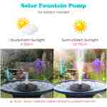 Mademax 1W Solar Bird Bath Fountain Pump, Solar Fountain with 6 Nozzle, Free Standing Floating Solar Powered Water Fountain Pump for Bird Bath, Garden, Pond, Pool, Outdoor