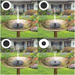 Mademax 1W Solar Bird Bath Fountain Pump, Solar Fountain with 6 Nozzle, Free Standing Floating Solar Powered Water Fountain Pump for Bird Bath, Garden, Pond, Pool, Outdoor