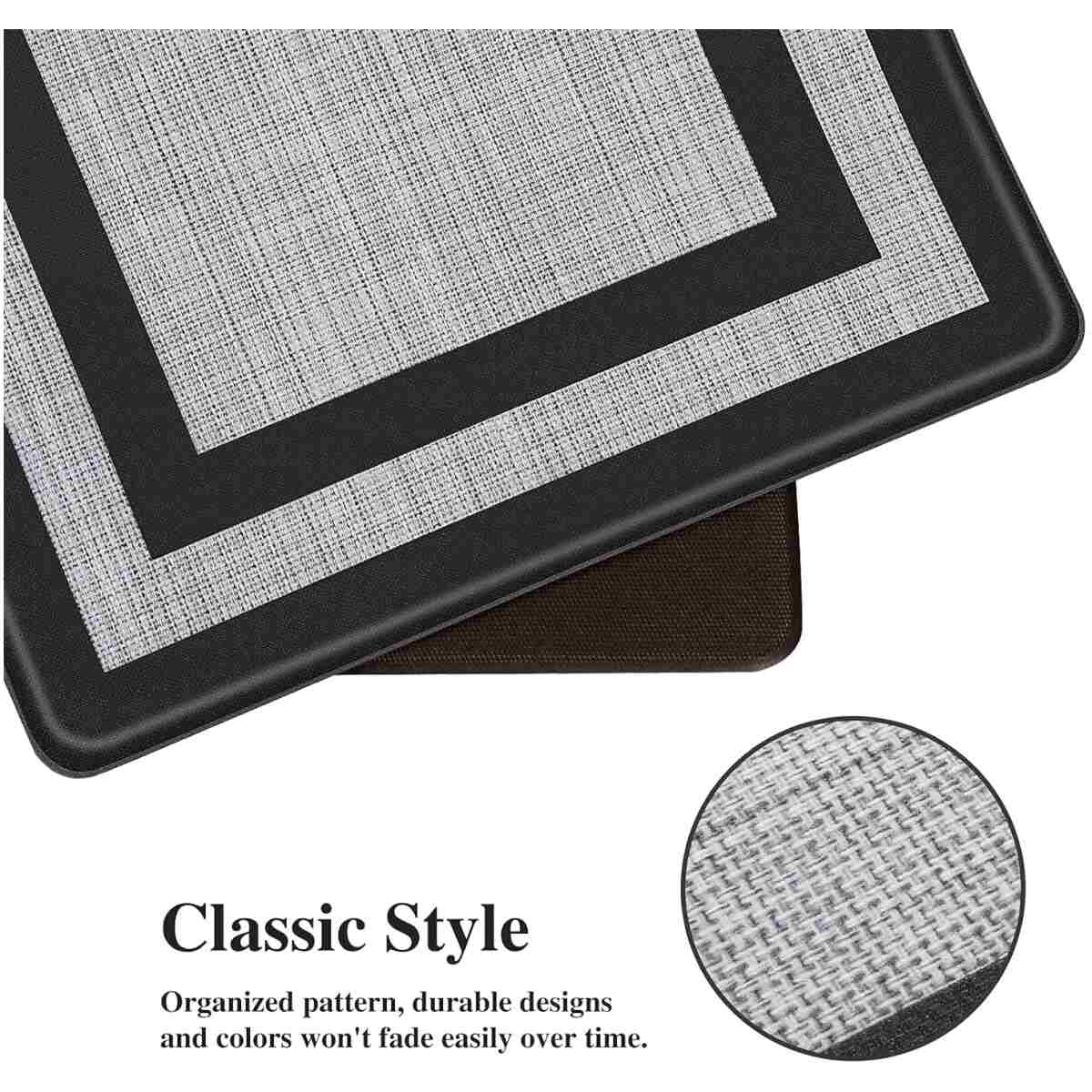 Mattitude Kitchen Mat [2 PCS] Cushioned Anti-Fatigue Non-Skid Waterproof Rugs Ergonomic Comfort Standing Mat for Kitchen, Floor, Office, Sink, Laundry, Black and Gray