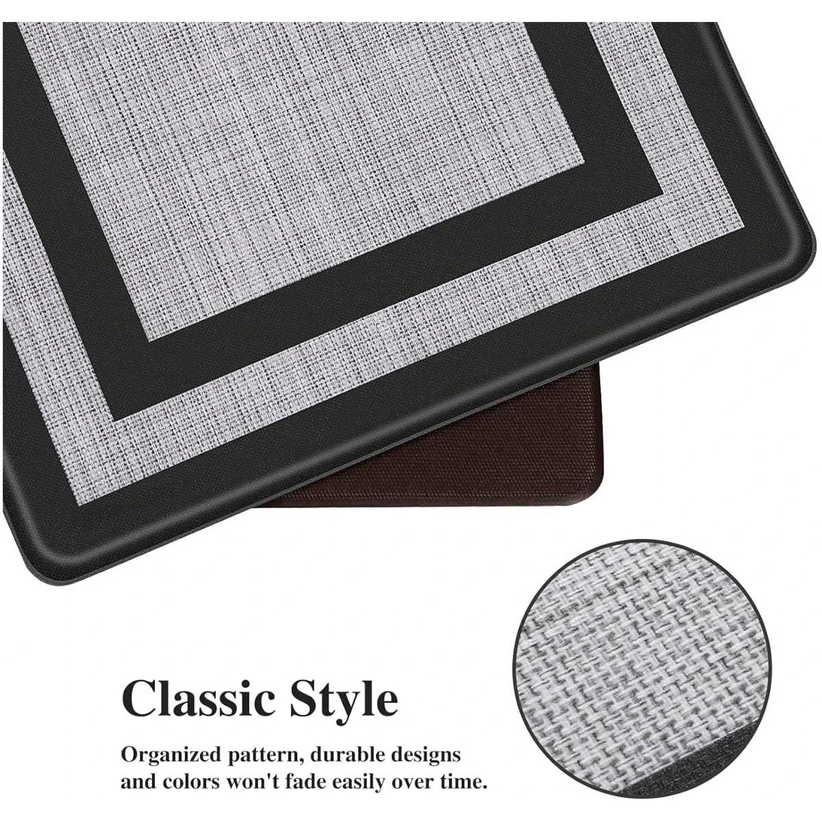 Mattitude Kitchen Mat [2 PCS] Cushioned Anti-Fatigue Non-Skid Waterproof Rugs Ergonomic Comfort Standing Mat for Kitchen, Floor, Office, Sink, Laundry, Black and Gray