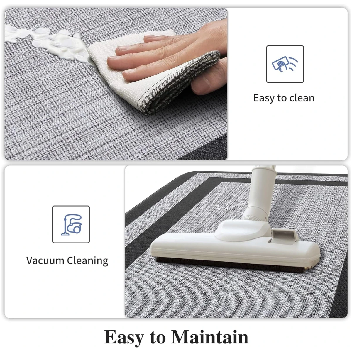 Mattitude Kitchen Mat [2 PCS] Cushioned Anti-Fatigue Non-Skid Waterproof Rugs Ergonomic Comfort Standing Mat for Kitchen, Floor, Office, Sink, Laundry, Black and Gray