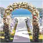 Metal Pergola Arbor,7.5 Feet Wide x 6.4 Feet High or 4.6 Feet Wide x7.9 Feet High,Assemble Freely 2 Sizes,for Various Climbing Plant Wedding Garden Arch Bridal Party Decoration...